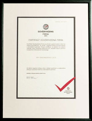 Certificate for Verified Companies 2015